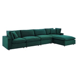 Commix 5-Piece Down Filled Overstuffed Performance Velvet Sectional Sofa by Lefancy