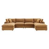 Commix 6-Piece Down Filled Overstuffed Performance Velvet Sectional Sofa by Lefancy