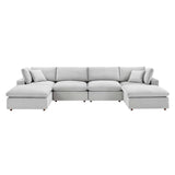 Commix 6-Piece Down Filled Overstuffed Performance Velvet Sectional Sofa by Lefancy