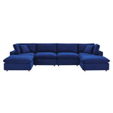 Commix 6-Piece Down Filled Overstuffed Performance Velvet Sectional Sofa by Lefancy