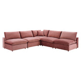 Commix 5-Piece Down Filled Overstuffed Performance Velvet Sectional Sofa by Lefancy