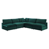 Commix 5-Piece Down Filled Overstuffed Performance Velvet Sectional Sofa by Lefancy
