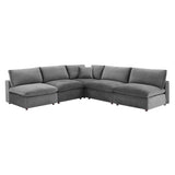 Commix 5-Piece Down Filled Overstuffed Performance Velvet Sectional Sofa by Lefancy