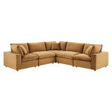Commix 5-Piece Down Filled Overstuffed Performance Velvet Sectional Sofa by Lefancy