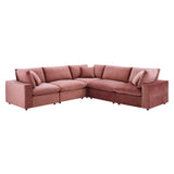 Commix 5-Piece Down Filled Overstuffed Performance Velvet Sectional Sofa by Lefancy