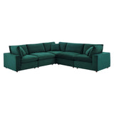 Commix 5-Piece Down Filled Overstuffed Performance Velvet Sectional Sofa by Lefancy