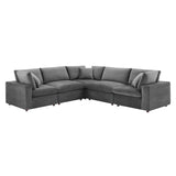 Commix 5-Piece Down Filled Overstuffed Performance Velvet Sectional Sofa by Lefancy
