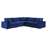 Commix 5-Piece Down Filled Overstuffed Performance Velvet Sectional Sofa by Lefancy