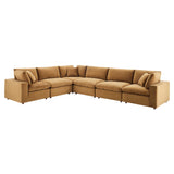 Commix 6-Piece Down Filled Overstuffed Performance Velvet Sectional Sofa by Lefancy