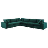 Commix 6-Piece Down Filled Overstuffed Performance Velvet Sectional Sofa by Lefancy