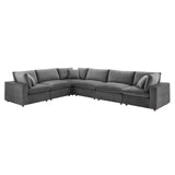 Commix 6-Piece Down Filled Overstuffed Performance Velvet Sectional Sofa by Lefancy