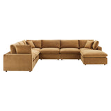 Commix 7-Piece Down Filled Overstuffed Performance Velvet Sectional Sofa by Lefancy
