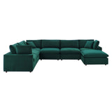 Commix 7-Piece Down Filled Overstuffed Performance Velvet Sectional Sofa by Lefancy
