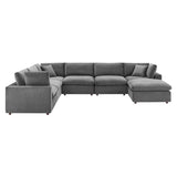 Commix 7-Piece Down Filled Overstuffed Performance Velvet Sectional Sofa by Lefancy