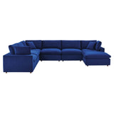 Commix 7-Piece Down Filled Overstuffed Performance Velvet Sectional Sofa by Lefancy