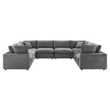 Commix 8-Piece Down Filled Overstuffed Performance Velvet Sectional Sofa by Lefancy