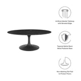 Lippa 42" Oval Artificial Marble Coffee Table by Lefancy