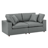 Commix Down Filled Overstuffed Vegan Leather Loveseat by Lefancy