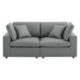 Commix Down Filled Overstuffed Vegan Leather Loveseat by Lefancy