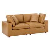 Commix Down Filled Overstuffed Vegan Leather Loveseat by Lefancy