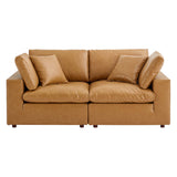 Commix Down Filled Overstuffed Vegan Leather Loveseat by Lefancy