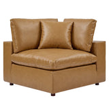 Commix Down Filled Overstuffed Vegan Leather Loveseat by Lefancy