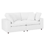 Commix Down Filled Overstuffed Vegan Leather Loveseat by Lefancy