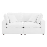 Commix Down Filled Overstuffed Vegan Leather Loveseat by Lefancy
