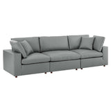 Commix Down Filled Overstuffed Vegan Leather 3-Seater Sofa by Lefancy
