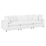 Commix Down Filled Overstuffed Vegan Leather 3-Seater Sofa by Lefancy