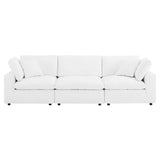 Commix Down Filled Overstuffed Vegan Leather 3-Seater Sofa by Lefancy