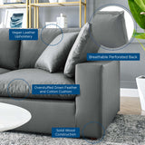 Commix 4-Piece Down Filled Overstuffed Vegan Leather Sectional Sofa by Lefancy