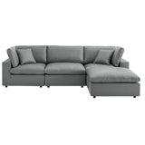 Commix 4-Piece Down Filled Overstuffed Vegan Leather Sectional Sofa by Lefancy