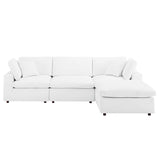 Commix 4-Piece Down Filled Overstuffed Vegan Leather Sectional Sofa by Lefancy