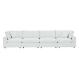 Commix Down Filled Overstuffed Vegan Leather 4-Seater Sofa by Lefancy