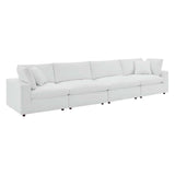 Commix Down Filled Overstuffed Vegan Leather 4-Seater Sofa by Lefancy