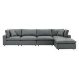 Commix 5-Piece Down Filled Overstuffed Vegan Leather Sectional Sofa by Lefancy