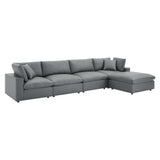 Commix 5-Piece Down Filled Overstuffed Vegan Leather Sectional Sofa by Lefancy