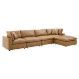 Commix 5-Piece Down Filled Overstuffed Vegan Leather Sectional Sofa by Lefancy