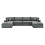Commix 6-Piece Down Filled Overstuffed Vegan Leather Sectional Sofa by Lefancy