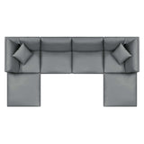 Commix 6-Piece Down Filled Overstuffed Vegan Leather Sectional Sofa by Lefancy