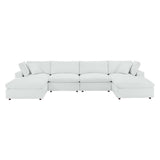 Commix 6-Piece Down Filled Overstuffed Vegan Leather Sectional Sofa by Lefancy