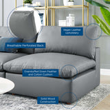 Commix 5-Piece Down Filled Overstuffed Vegan Leather Sectional Sofa by Lefancy