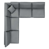 Commix 5-Piece Down Filled Overstuffed Vegan Leather Sectional Sofa by Lefancy