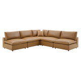 Commix 5-Piece Down Filled Overstuffed Vegan Leather Sectional Sofa by Lefancy