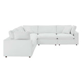 Commix 5-Piece Down Filled Overstuffed Vegan Leather Sectional Sofa by Lefancy