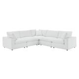 Commix 5-Piece Down Filled Overstuffed Vegan Leather Sectional Sofa by Lefancy