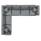Commix 6-Piece Down Filled Overstuffed Vegan Leather Sectional Sofa by Lefancy