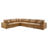 Commix 6-Piece Down Filled Overstuffed Vegan Leather Sectional Sofa by Lefancy