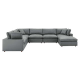 Commix 7-Piece Down Filled Overstuffed Vegan Leather Sectional Sofa by Lefancy